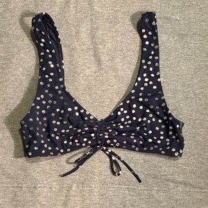 Roxy Navy and Silver Polka Dot Bikini Top